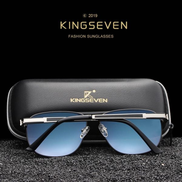 KINGSEVEN 2019 Stainless Steel Square Sunglasses Men's Polarized Mirror Sun Glasses Pilot Female Eyewears Accessories N738 6