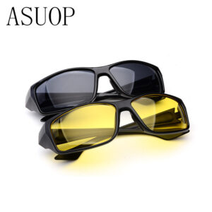 ASUOP New Fashion Men’s Sunglasses Classic Brand Design Classic Retro UV400 Yellow Night Vision Sunglasses