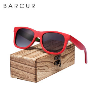 BARCUR Skateboard Wood Sunglasses, Polarized for Men/Women Real Sunglasses With Box Free