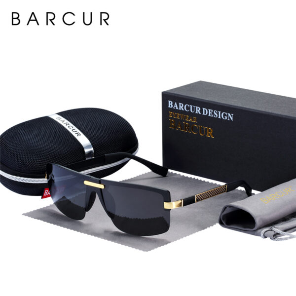 BARCUR Polarized Sunglasses Rimless Men Sunglasses Men Luxury Brand Designer Gafas Oculos De Sol Masculino Polarizado Espelhado 2