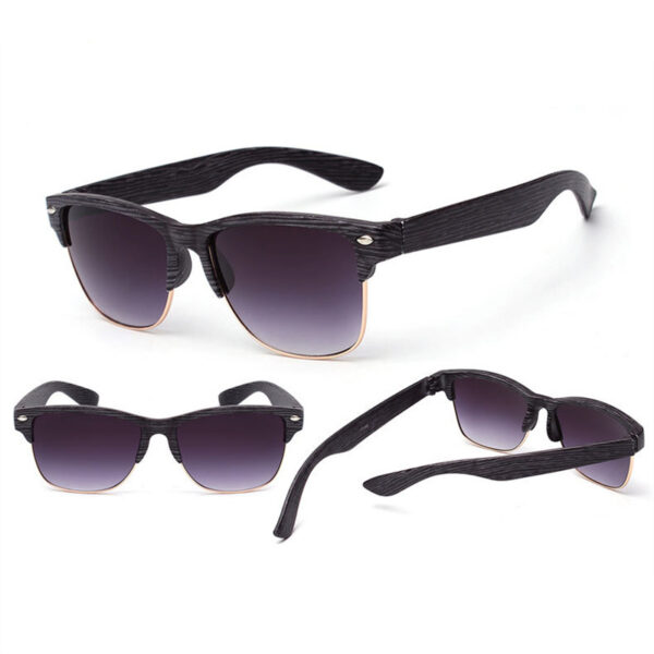 2019 new fashion imitation wood ladies sunglasses classic brand design half frame men's glasses UV400 retro driving goggles 6