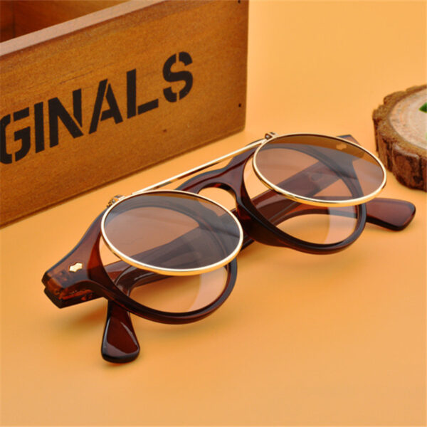 ASUOP new fashion steampunk blind men's sunglasses double lens round ladies sunglasses UV400 classic retro brand glasses 6