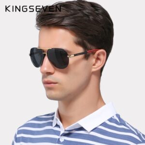 KINGSEVEN Men Vintage Aluminum Polarized Sunglasses Classic Brand