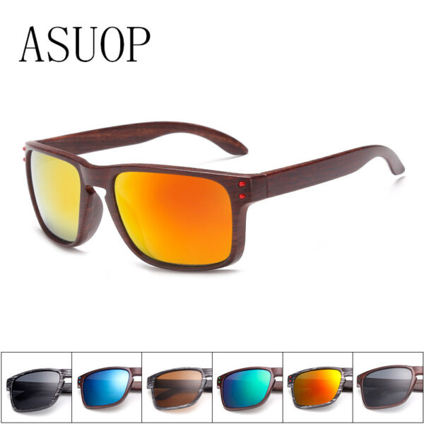 ASUOP new fashion men's sunglasses classic brand design imitation wood square ladies glasses UV400 retro driving goggles 2