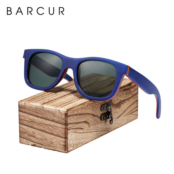 BARCUR Skateboard Wood Sunglasses Eyeglasses Polarized for Men/WomenWood Sunglasses Skateboard Real Sunglasses With Box Free