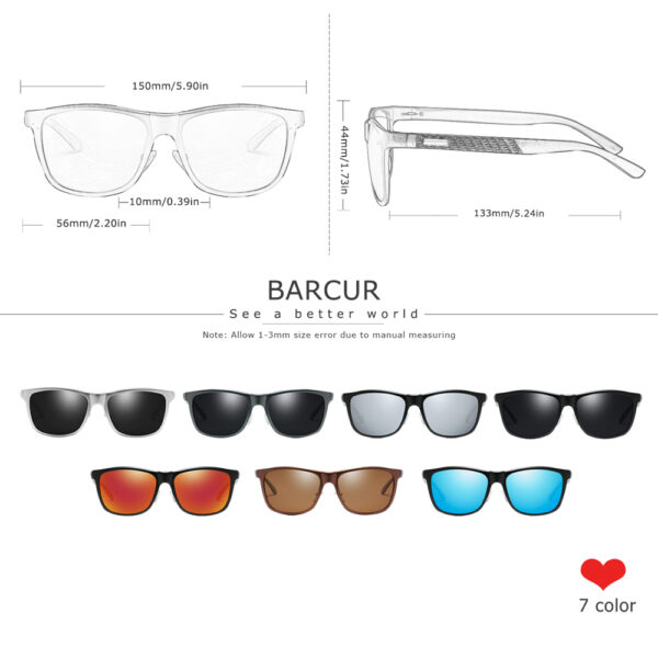 BARCUR Aluminum Men Sunglasses Polarized Male Sun Glasses For Men Women Eyewear Accessories 2