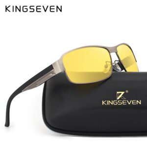 KINGSEVEN Polarized Yellow Sunglasses, Men or Women Night Vision Goggles Driving Glasses Driver Aviation Polaroid Sun Glasses UV400