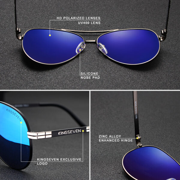 KINGSEVEN Men's NEW Fashion Sunglasses Polarized Mirror Lens Eyewear Accessories Driving Sun Glasses Shades UV400 4